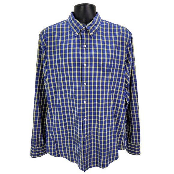 J.Crew Men’s Shirt XL Long Sleeve Blue Yellow Check Button Down Woven 34637 - Picture 2 of 8